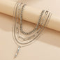 5-Piece Multi-Layer Twisted Metal Rod Tassel Necklace Set