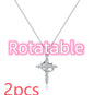 Cross Full Diamond Crown Rotatable Necklace