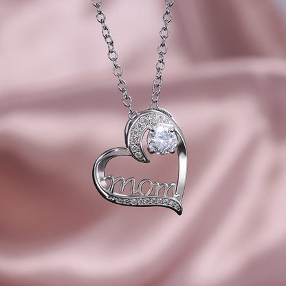 For Mom Heart Necklace with Zircon