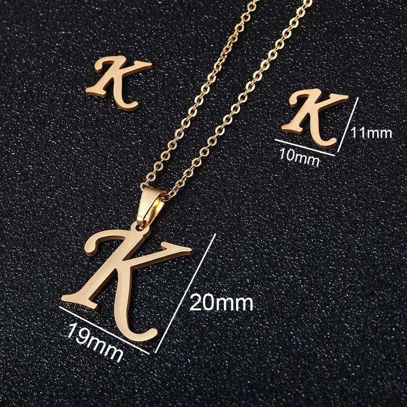 Stainless Steel Alphabet Necklace, 26 Initial Letters A–Z