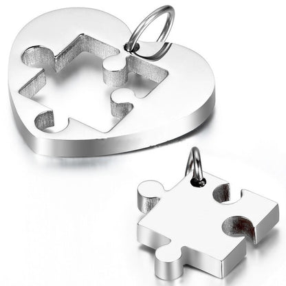 Love Puzzle Couple Pendant Necklace