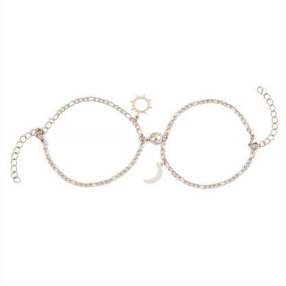 Stainless Steel Sun & Moon Magnetic Couple Bracelet