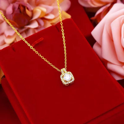 Fashion Jewellery Set for Women – Gold Colour Zircon Gem Pendant Necklace, Choker, Stud Earrings & Statement Wedding Ring