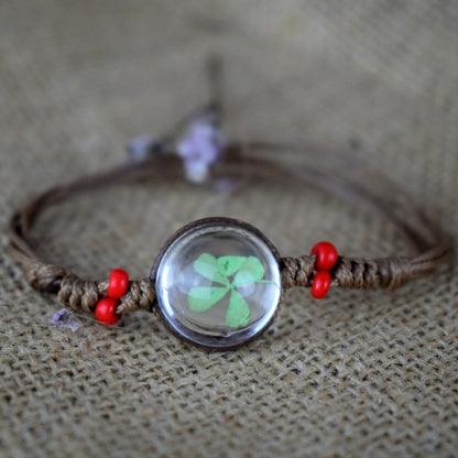 Dried Flower in Waterdrop Necklace & Bracelet Set