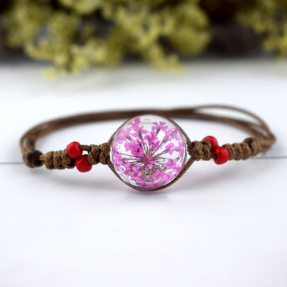 Dried Flower in Waterdrop Necklace & Bracelet Set