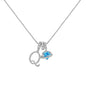 A-Z Alphabet Elegant Blue Heart Necklace with Zircons