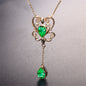 Emerald Color Hollow Bow Pendant Necklace