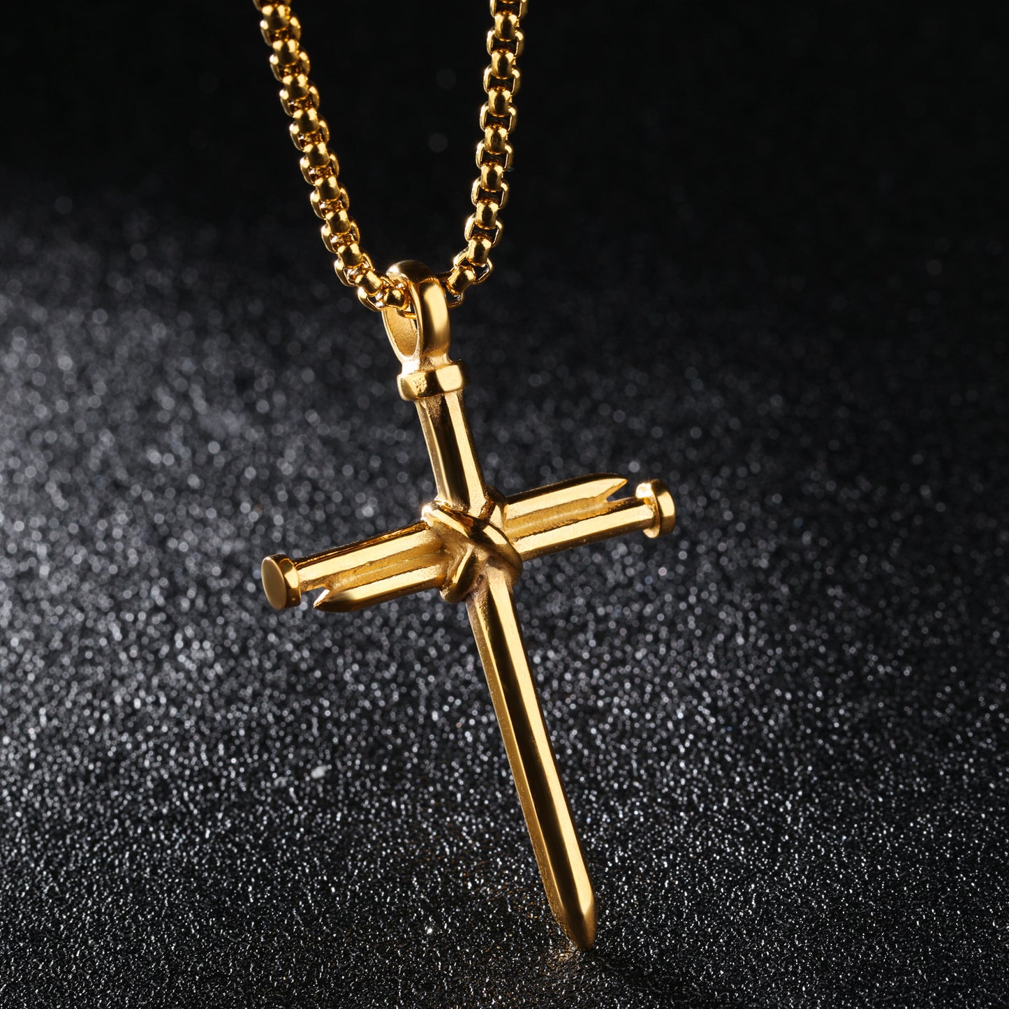 Titanium Steel Nail Cross Pendant Necklace
