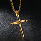 Titanium Steel Nail Cross Pendant Necklace