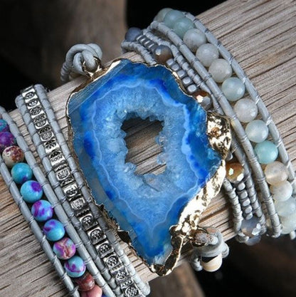 Boho Bracelet with Natural Stones Charm