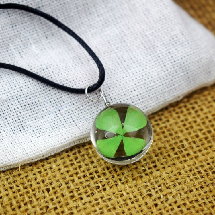 Dried Flower in Waterdrop Necklace & Bracelet Set