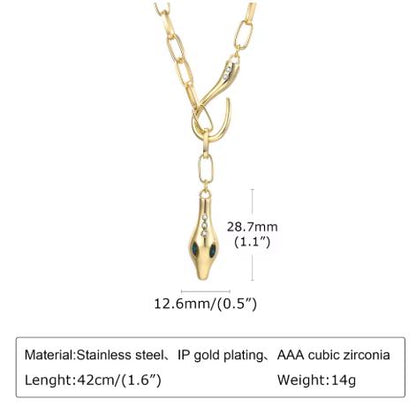 Elegant Metal Snake Diamond Studded Necklace