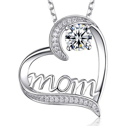 For Mom Heart Necklace with Zircon