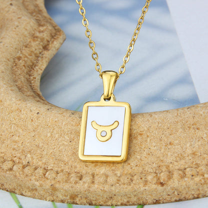 Square Shell Zodiac Necklace