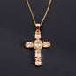 Copper Zircon Cross Pendant Necklace