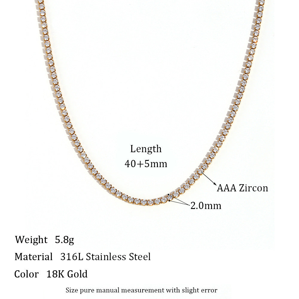 Stainless Steel Zircon Bracelet & Necklace Set