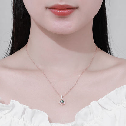 Silver Moissanite Water Drop Pendant Necklace