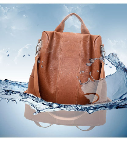 Large Capacity Leather Backpack