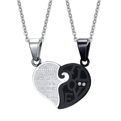 His & Hers Matching Heart Necklace Set – 2pcs