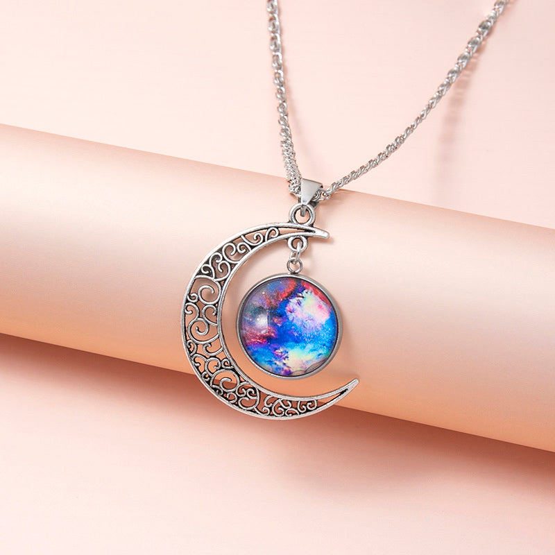 Galaxy Planet Star Glass Necklaces