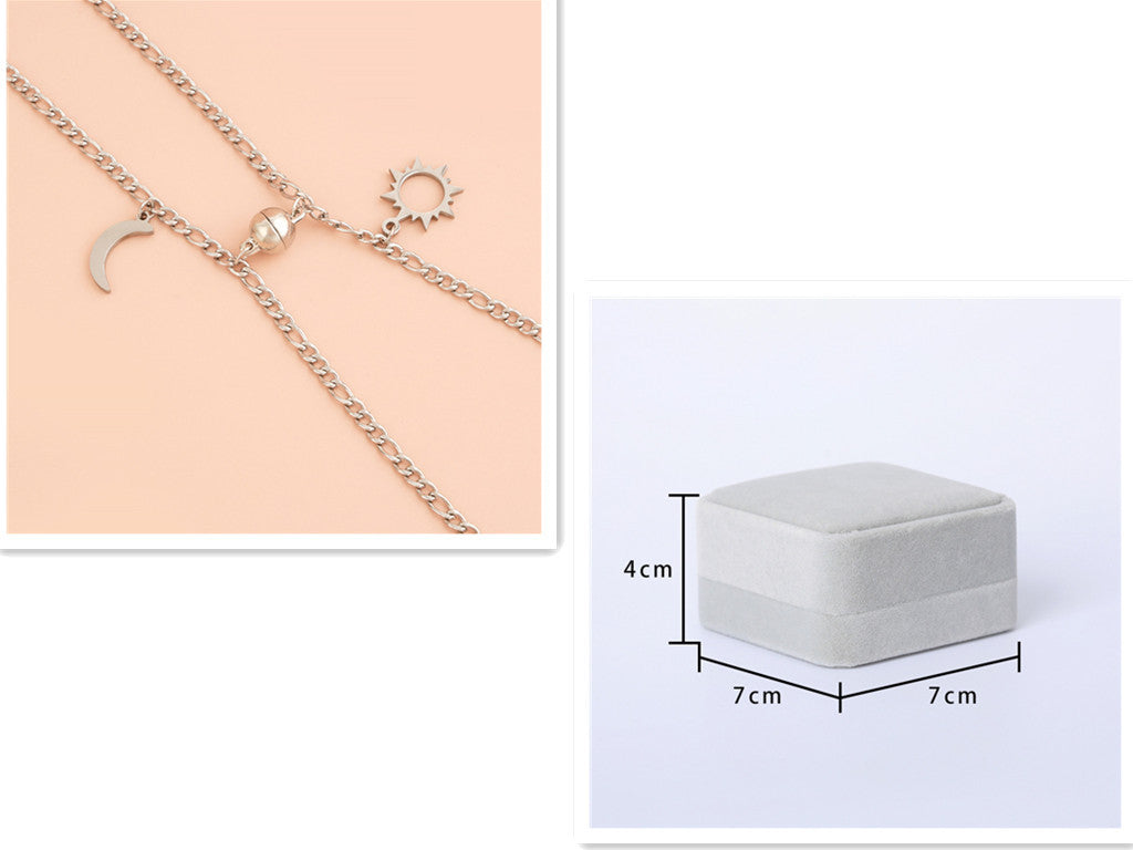 Stainless Steel Sun & Moon Magnetic Couple Bracelet