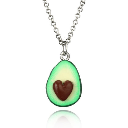Handmade Avocado Halves Necklace & Earrings Set