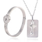 Couple Love Lock Bracelet & Key Necklace Set