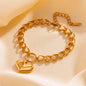 Chunky Round Chain Heart Bracelet