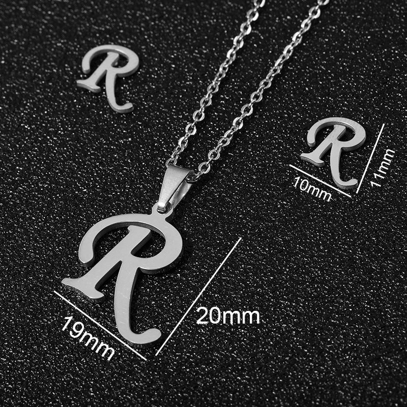 Stainless Steel Alphabet Necklace, 26 Initial Letters A–Z