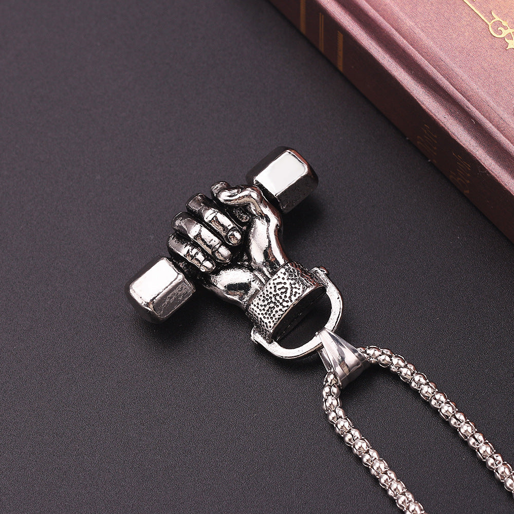 Gym Dumbbell Pendant Necklace