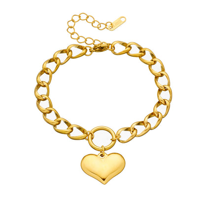 Chunky Round Chain Heart Bracelet