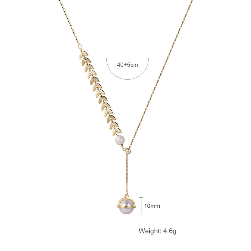 Wheat Ear Stitching Pearl Clavicle Chain