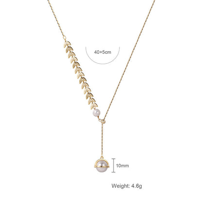 Wheat Ear Stitching Pearl Clavicle Chain