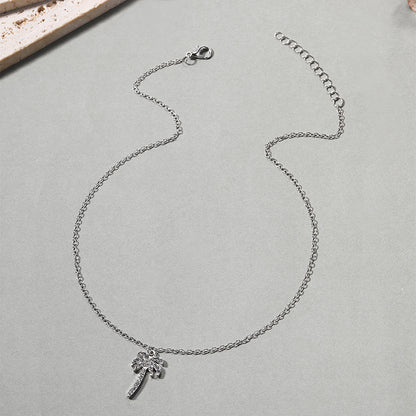Rhinestone Gemstone Coconut Tree Pendant Necklace