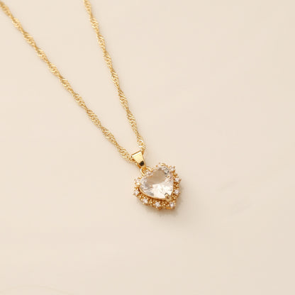 Heart-Shaped Rhinestone Collarbone Necklace