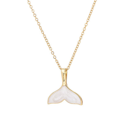 Whale Tail Pendant Necklace in Gold & Rose Gold