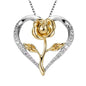 Zircon Heart Rose Silver Necklace