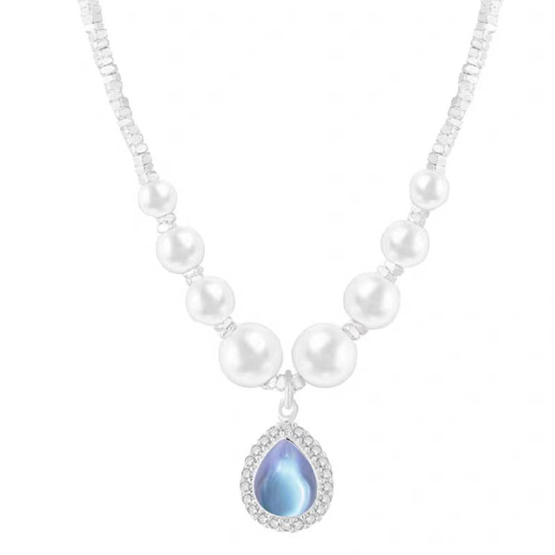 Ocean Blue Water Drop Pearl Necklace