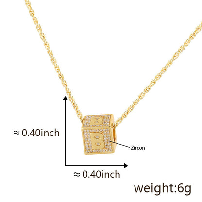 Cube 26 A-Z English Letter Pendant Necklaces