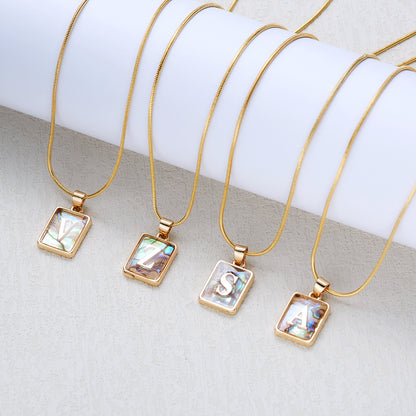 Luminous Pendant 26 Letter Square Necklace