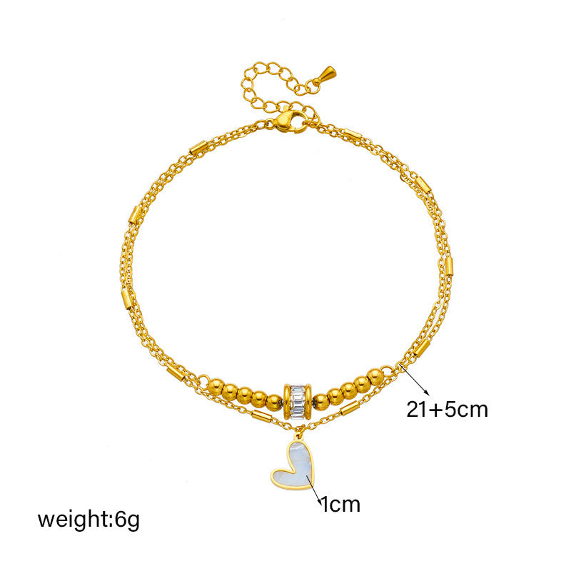 Love Heart Double Layer Anklet