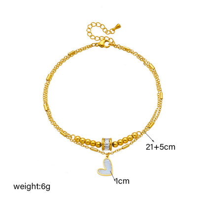 Love Heart Double Layer Anklet