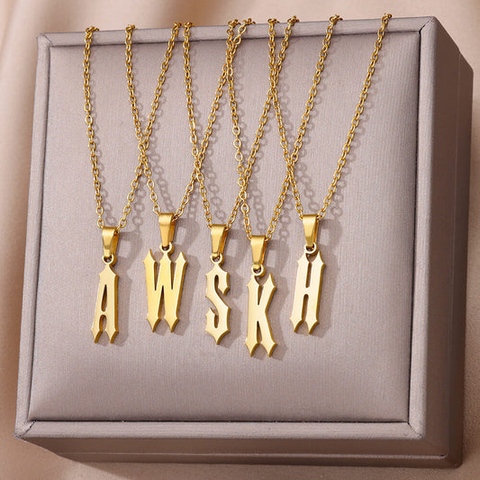 Funky A-Z Letter Pendant Necklace