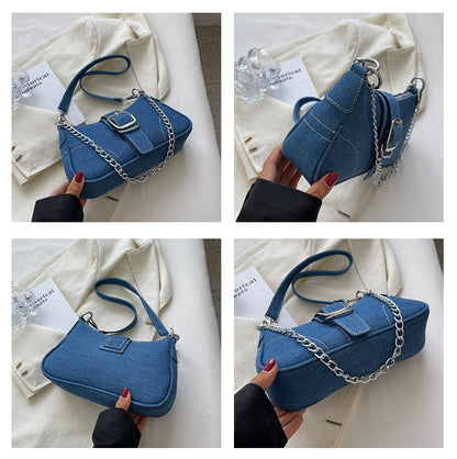 Denim Shoulder Bags, Black, Blue & Dark Blue