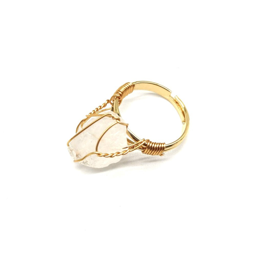 Adjustable Rough Stone Agate Ring