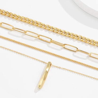 5-Piece Multi-Layer Twisted Metal Rod Tassel Necklace Set - Trendy Radar