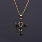 Copper Zircon Cross Pendant Necklace