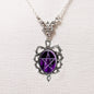 Unisex Purple Pentagram Pendant Necklace with Thorn Frame