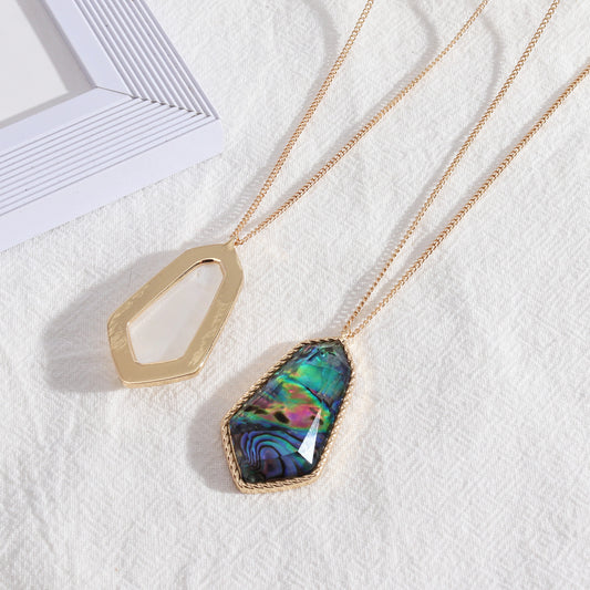 Abalone Shell Faceted Resin Necklace