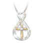 Cross Footprint Diamond Pendant Necklace